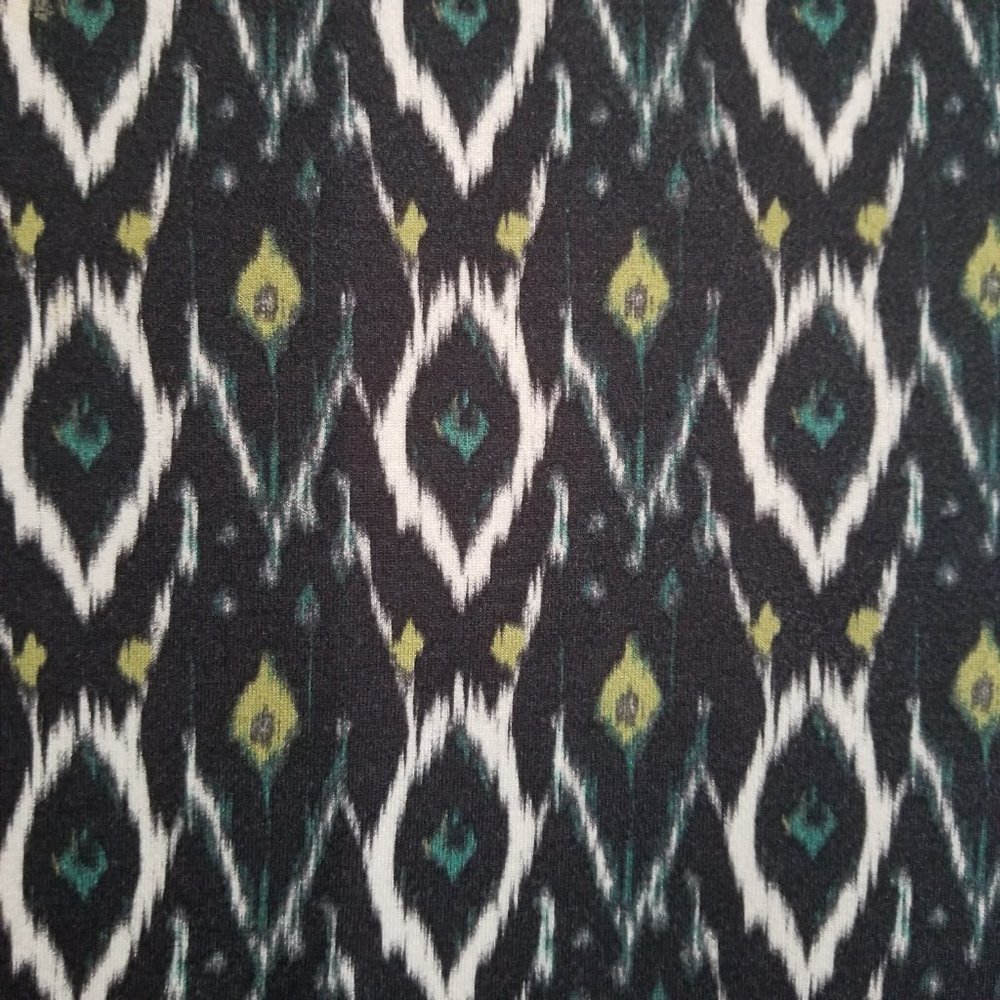 NWOT Karen Kane Ikat Print Crew-neck Cap-sleeve Hi-Lo Elliptical Top Made in USA - Picture 7 of 11